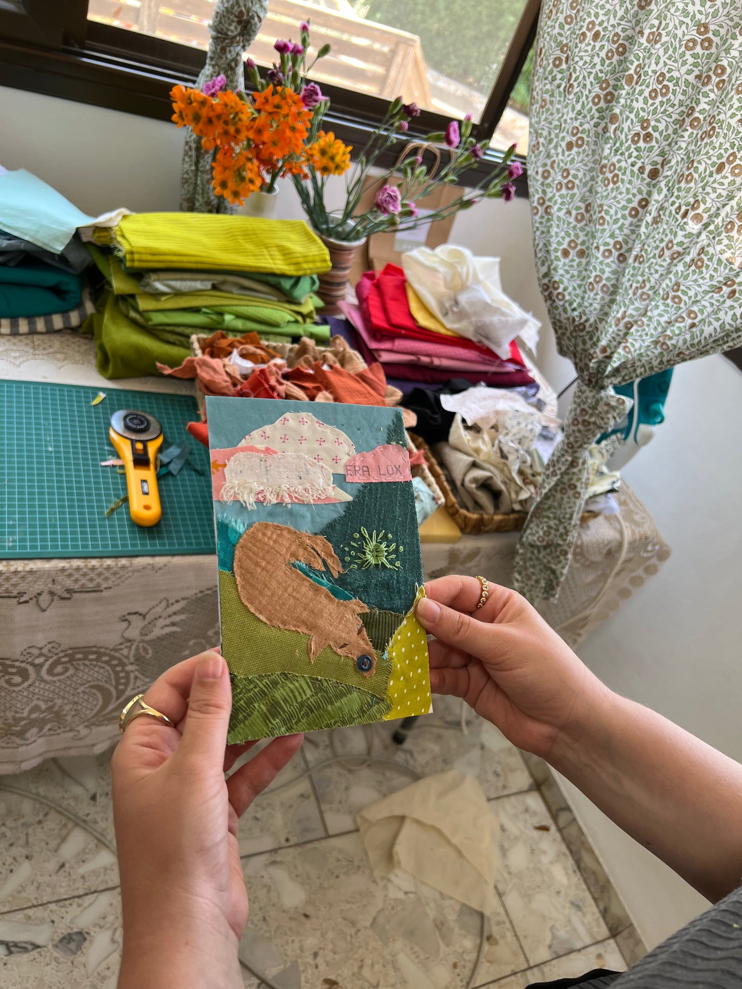 סדנת תפירה זוגית - יצירת תמונת בד נוף אישי